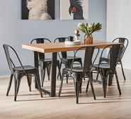 Bridge 6 Seater Dining Set With Replica Tolix Chairs Black