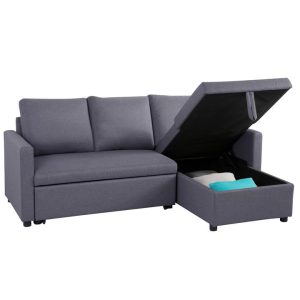 3 Seater Sofa Bed Lounge Storage Couch -Charcoal