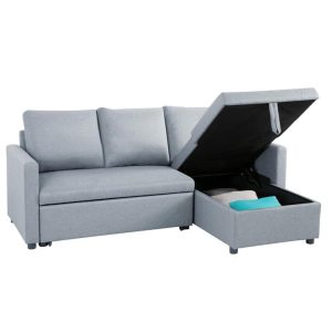 3 Seater Sofa Bed Lounge Storage Couch -Light Grey