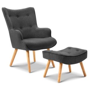 Armchair and Ottoman Charcoal