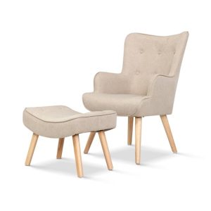 Armchair and Ottoman Beige