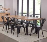 Bridge 8 Seater Dining Set With Replica Tolix Chairs Black