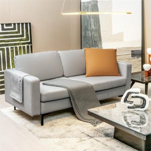 2-Seat Sofa Upholstered Fabric Modern Loveseat Couch with Remote Control Home