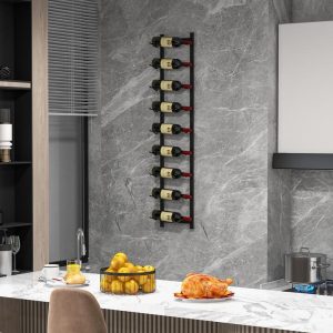 Rust-proof Metal Wall Mounted Wine Rack for 6/9/12 Bottles-9 Bottles