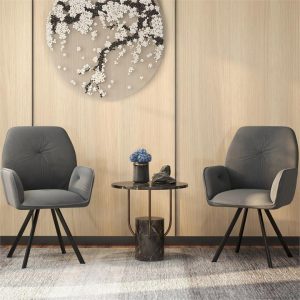 2 Pieces Modern Velvet Swivel Accent Arm Chairs with Metal Legs