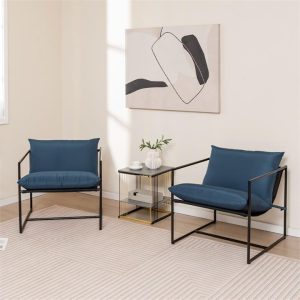 2 Pieces Sling Accent Chair with Seat and Back Cushions for Living Room/Balcony