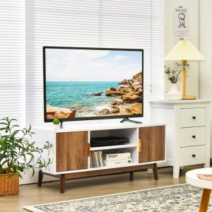 2-Door TV Stand for Flat Screen TVs up to 50” for Living Room Bedroom