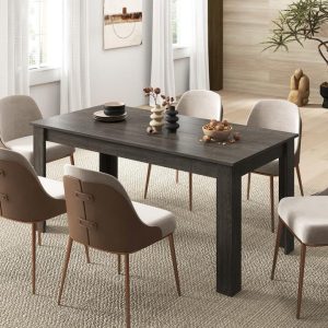 160 CM Modern Extension Dining Table with Sturdy L-shaped Legs-Grey