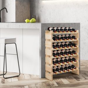 36-Bottles 6-Tier Display Stackable Wood Wine Rack for for Bar, Wine Cellar