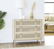 Mina Rattan 3 Drawer Dresser Neutral