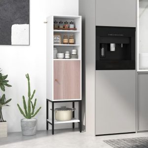146cm Tall Storage Cabinet with Adjustable Shelfs and Bottom Storage-White