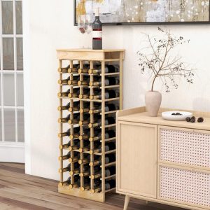 40-Bottle Wood Wine Rack with Tabletop for Cellar & Dining Room