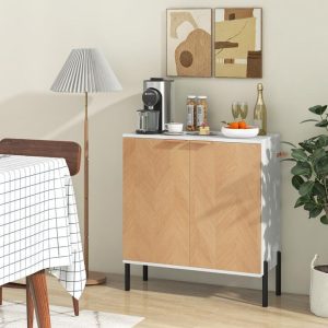 2-Door Buffet Cabinet with Anti-Tipping Kits for Dining Living Room Entryway-Natural