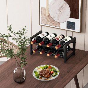 Countertop Wine Display Rack with Adjustable Foot Pads for Home Kitchen