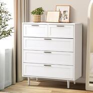 Acorn 5 Drawer Dresser White