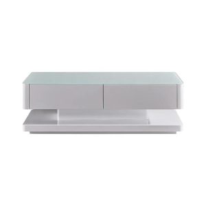 Stylish Coffee Table High Gloss Finish Shiny White Colour with 4 Drawers Storage