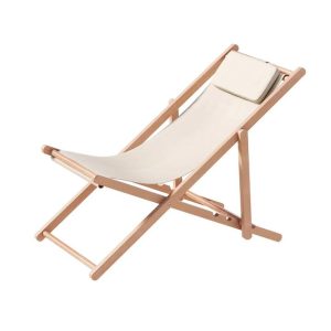 Outdoor Chairs Sun Lounge Deck Beach Chair Folding Wooden Patio Furniture Beige
