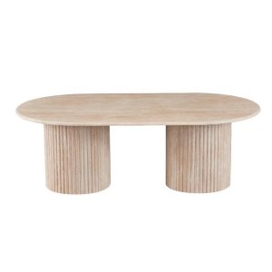 Raimon Furniture Orazio Faux Marble Wooden Frame Coffee Table Travertine