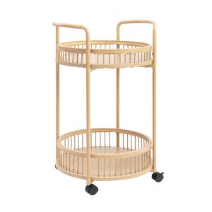 Design Square Lestir 2-Tier Kitchen Trolley Cart Steel Storage Rack Shelf Organiser W/ Handles Oak