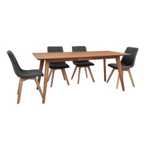 HomeStar Alexandria Dining Set 180cm Dining Table & 6 Willow Fabric Dining Chair Grey