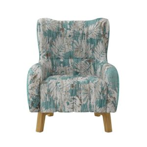Armchair High back Lounge > Furniture > Living Room > Armchairs Designer Printed Fabric Upholstery with Wooden Leg