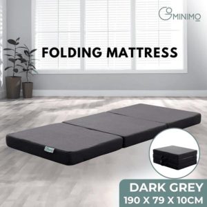 3 Fold Folding Mattress Single Portable Dark Grey Polyester